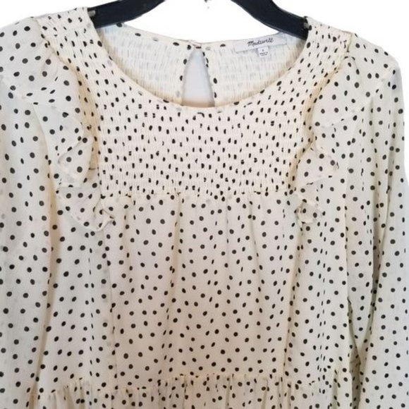 Madewell Womens S Ivory Inkbrush Polka Dots Smocke - Picture 3 of 11